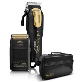 Wahl 5 Star Magic Clip Black/Gold Cordless Clipper+Finale Shaver Lithium Ion+Bag