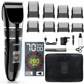 Trimmer Professional Mens, Screen LCD Adaptor Of Charging, 8 Combs